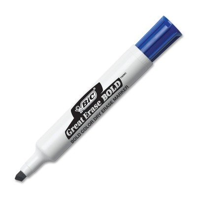 BIC Great Erase Bold Tank-Style Dry Erase Marker, Chisel Tip, Blue