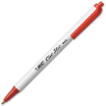 BIC Clic Stic Ballpoint Retractable Pen, Red Ink, 1mm