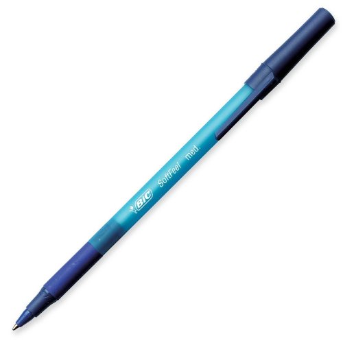 BIC Soft Feel Stick Ballpoint Pen, Blue Ink, 1mm, Medium