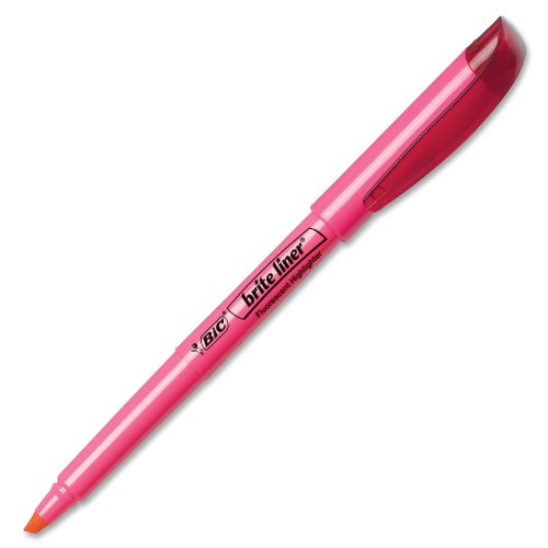 BIC Brite Liner Highlighter, Chisel Tip, Fluorescent Pink Ink
