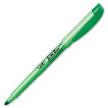 BIC Brite Liner Highlighter, Chisel Tip, Fluorescent Green Ink
