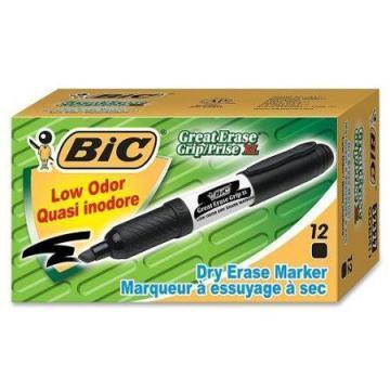 BIC Great Erase Grip Chisel Tip Dry Erase Marker, Black