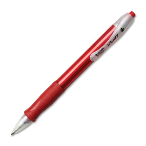 BIC Velocity Ballpoint Retractable Pen, Red Ink, 1mm