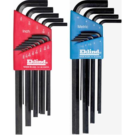 Eklind 22-Piece Short- and Long-Arm L-Wrench Hex Key Set, SAE/Metric