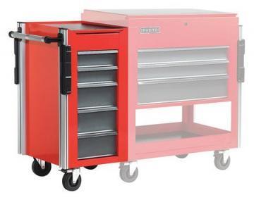 Proto Side Cabinet, 18x20x34 in., 5 Drawers, Red