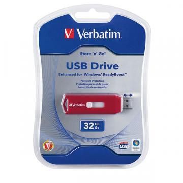 Verbatim Store 'n' Go USB 2.0 Flash Drive, 32GB, Red