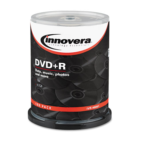 Innovera DVD+R Discs, 4.7GB, 16x, Spindle, 100/Pack