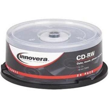 Innovera CD-RW Discs, 700MB/80min, 12x, Spindle, 25/Pack