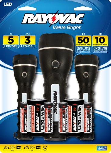 Rayovac LED Flashlight, Black, 3 Pack