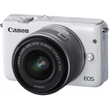 Canon EOS M10 Mirrorless Digital Camera with 15-45mm Lens (White)
