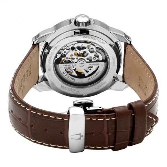 Bulova BVA Automatic Dual Aperture Brown Leather Watch
