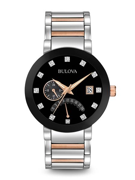 Bulova Diamonds Dual Time Silver And Rose Tone Watch