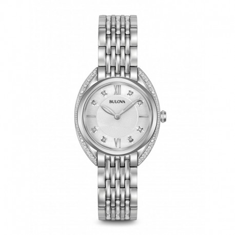 Bulova Diamonds Sapphire All Silver Tone Watch