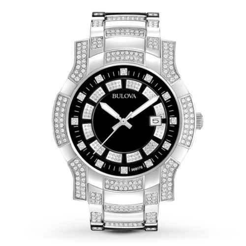 Bulova Swarovski Crystals Black Dial Watch