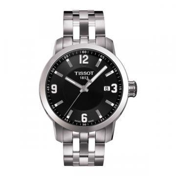 Tissot PRC 200 Quartz Gent Black Dial Silver Tone Watch