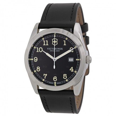 Victorinox Infantry Dark Gray Dial Black Leather Watch