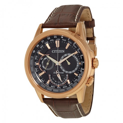 Citizen Eco-Drive Calendrier Multifunction Dark Brown Leather Chronograph