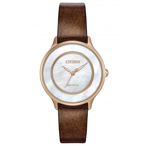 Citizen Eco-Drive L Circle Of Time Brown Leather Watch