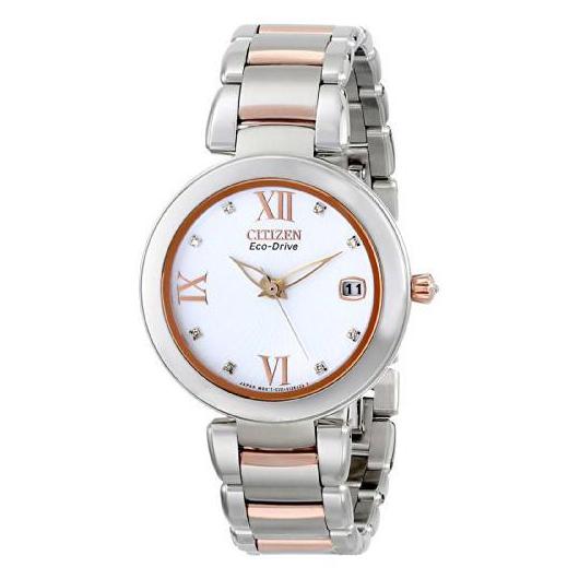 Citizen Eco-Drive Marne Silver & Rose Gold Tone Watch