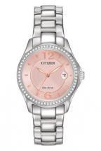 Citizen Eco-Drive Silhouette Crystal Pink Dial Silver Tone Watch