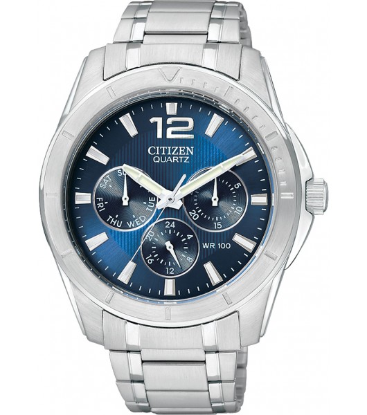 Citizen Quartz Multifunction Blue Dial Silver Tone Watch