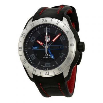 Luminox Space SXC PC STEEL GMT Black Dial Leather Strap Men's Watch