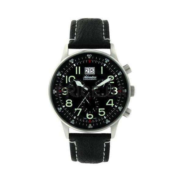 Adriatica Aviation Ronda 5040 Steel Case Leather Strap Watch