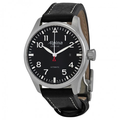 Alpina Startimer Aviation Leather Strap Watch