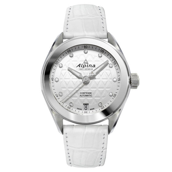 Alpina Comtesse Sport White Leather Strap Women's Watch