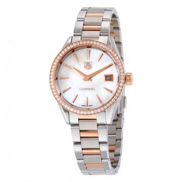 TAG Heuer Carrera Quartz Rose Gold Watch Diamond Bezel Watch