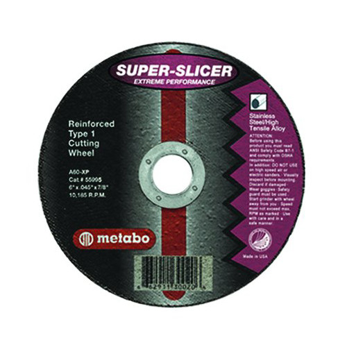 Metabo Super Slicer 6" Cut-Off Wheel, 0.045" Thickness, 7/8" Arbor Hole