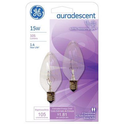 GE 15W Candelabra base Auradescent Decor Bulb
