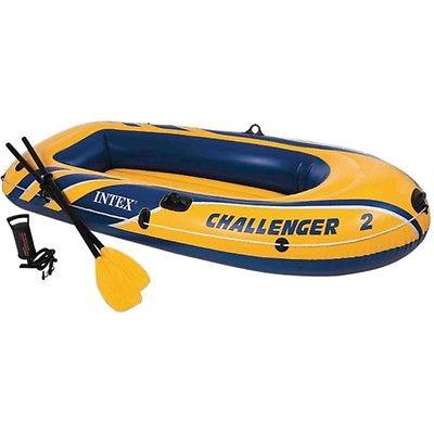 Intex Challenger 2, 2-Person Inflatable Boat w/French Oars & High Output Pump