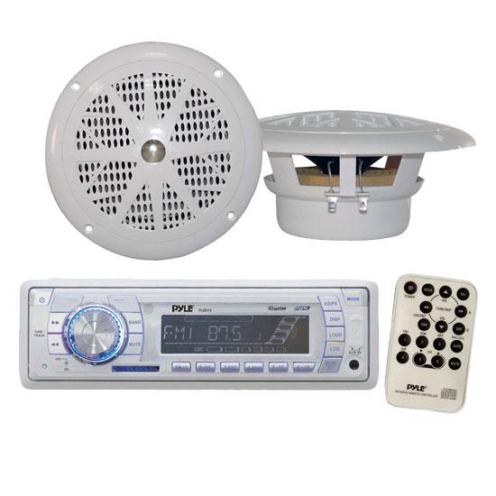 Pyle KTMRGS28 Marine AM/FM MPX Radio SD/USB Player and Dual Cone Speakers