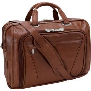McKleinUSA Irving Park Brown Leather Dual Compartment Laptop Briefcase