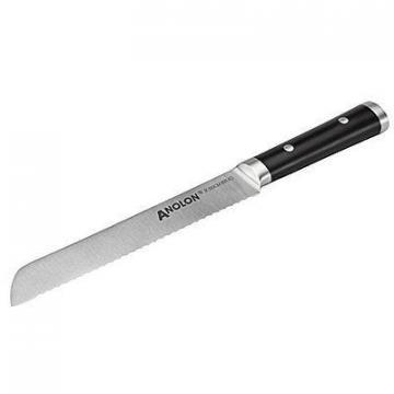 Anolon 8" Japanese Stainless Steel Bread Knife with Sheath, Black