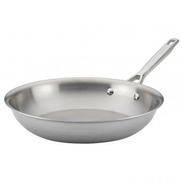 Anolon Tri-Ply Clad Stainless Steel French Skillet/Fry Pan, 12.75”
