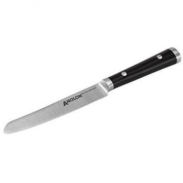 Anolon 5” Black Japanese Serrated Utility Knife with Sheath