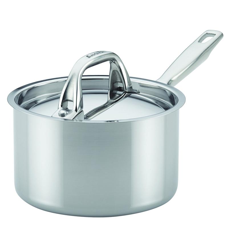 Anolon Tri-Ply Clad Stainless Steel Covered Saucepan, 2-Quart