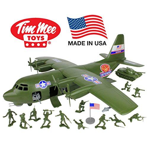 Tim Mee Plastic Army Men C130 Playset: 27pc Giant Military Airplane