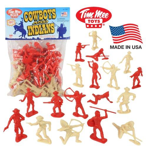 Tim Mee COWBOYS and INDIANS Plastic Figures: 40pc Playset