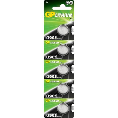 GP CR2032 Lithium Button Cell 3V Batteries 5 Pack