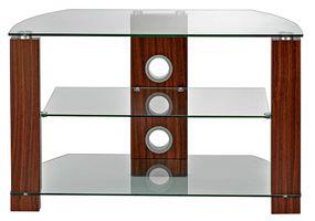 TTAP Group Clear Glass and Walnut 3 Shelf TV Stand - 800x500x400mm