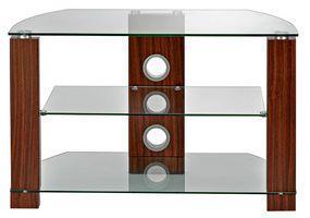TTAP Group Clear Glass and Walnut 3 Shelf TV Stand - 600x500x400mm