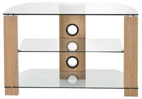 TTAP Group Clear Glass and Oak 3 Shelf TV Stand - 600x500x400mm