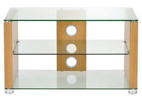 TTAP Group Clear Glass and Oak 3 Shelf TV Stand - 1200x500x400mm