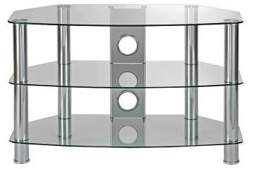 TTAP Group Clear Curved Glass 3 Shelf TV Stand - 800x506x450mm