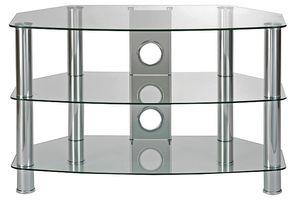 TTAP Group Clear Curved Glass 3 Shelf TV Stand - 600x480x400mm