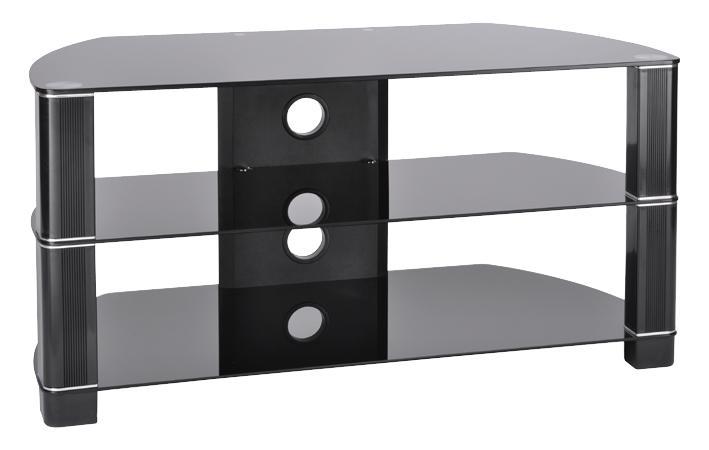 TTAP Group Black Glass Symmetry 3 Shelf TV Stand - 600x498x400mm