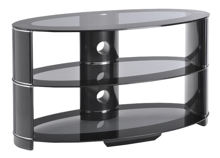 TTAP Group Black Glass Contour 3 Shelf TV Stand - 850x490x406mm